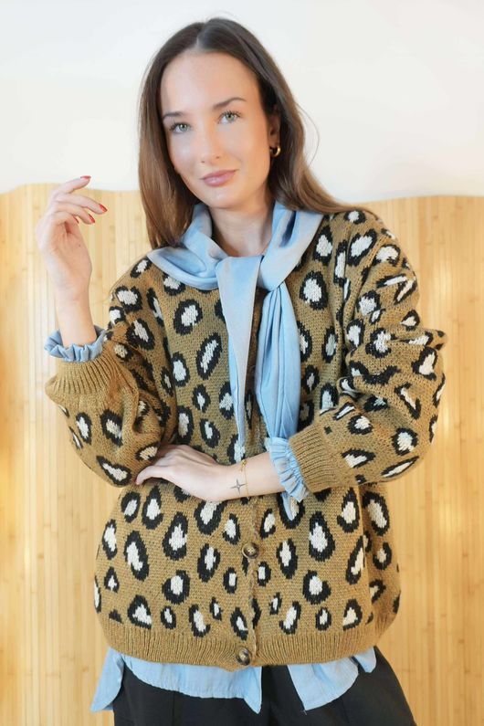 Blair Leopard Cardigan Camel /14 